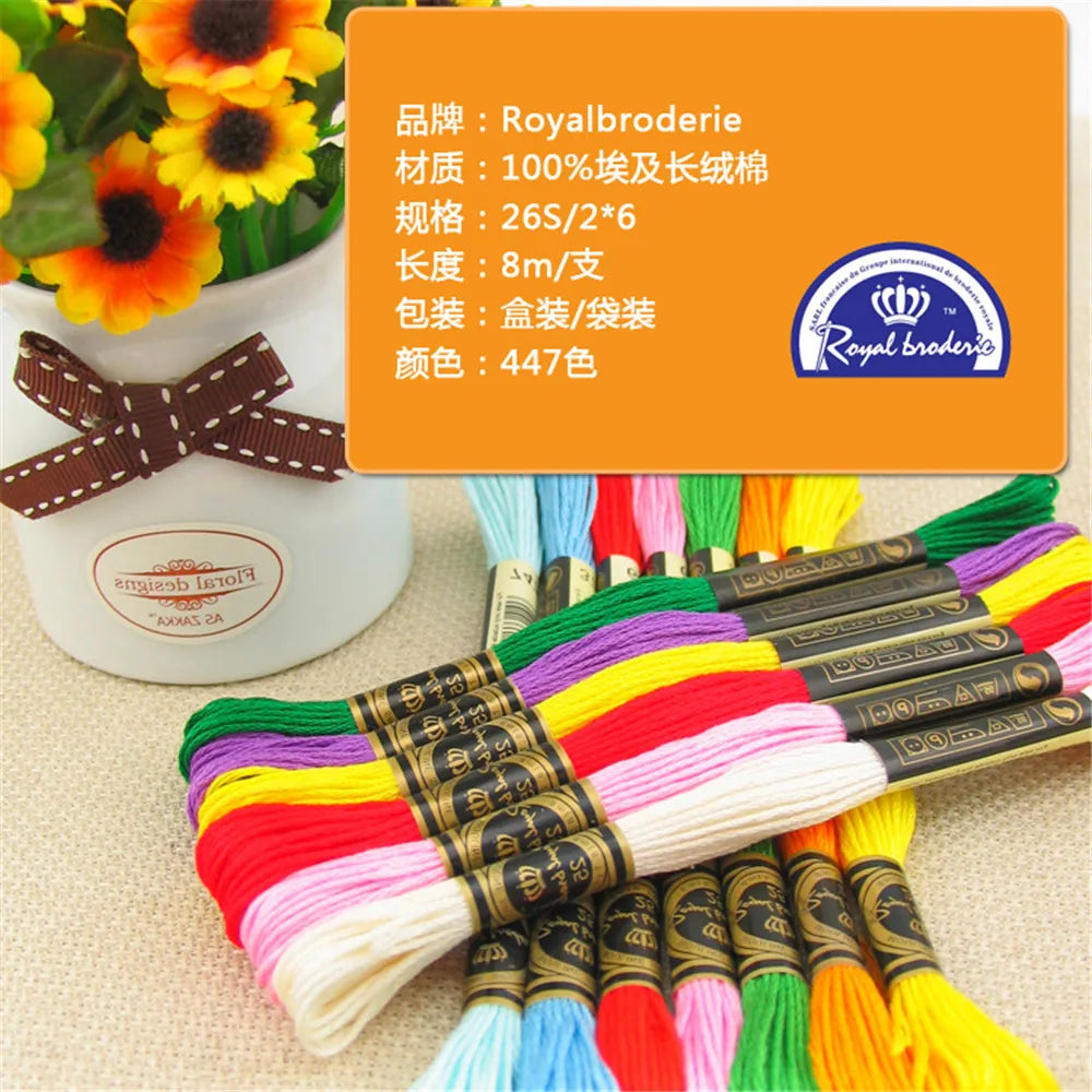 100% Cotton High Quality Cross stitch Floss Embroidery thread  Cross Stitch Embroidery Hand Knitting Sewing Weaving 8m 447 color
