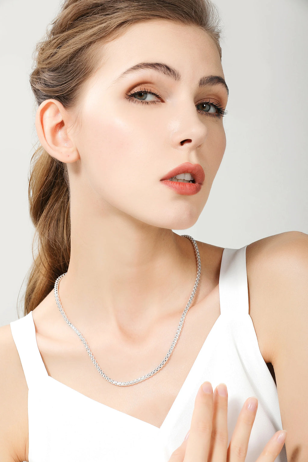 DOTEFFIL 925 Sterling Silver 5mm Round Box Chain 18/20/24 Inch Necklace For Woman Men Fashion Wedding Engagement Charm Jewelry