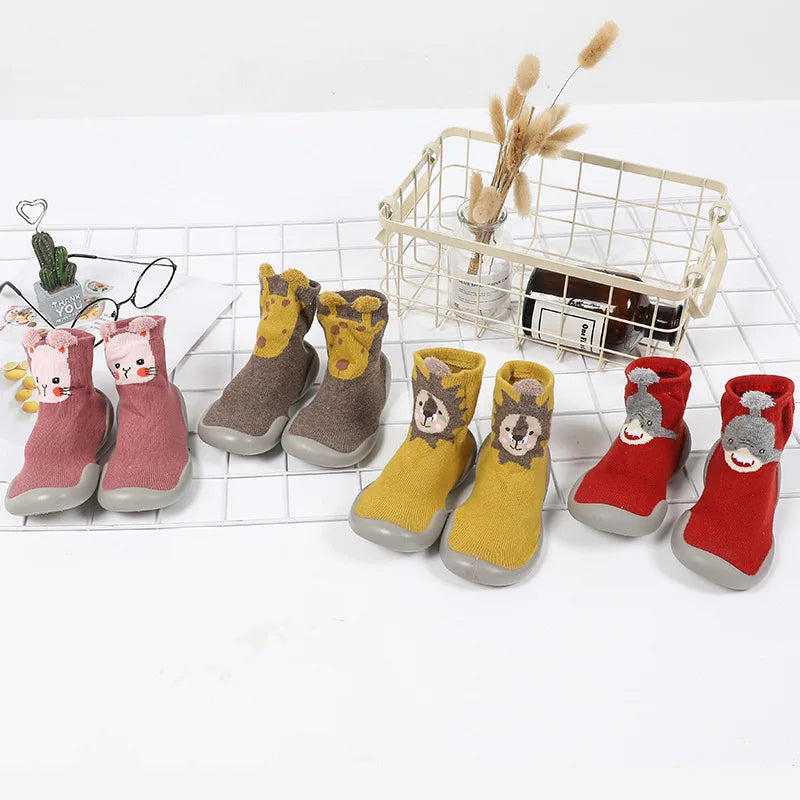 Baby Shoes Toddler First Walkers Infant Boys Girls Kids Rubber Soft Non-Slip Sole Floor Barefoot Casual Shoes Knit Booties