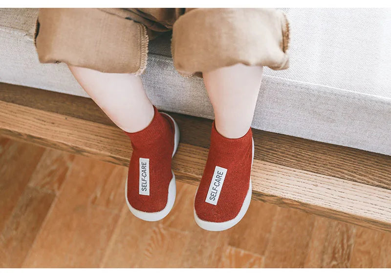 Baby Shoes Toddler First Walkers Infant Boys Girls Kids Rubber Soft Non-Slip Sole Floor Barefoot Casual Shoes Knit Booties