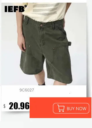 IEFB Summer Denim Shorts Men's Loose Korean Style Retro Short Jeans Fashion Washed Casual Knee Length Pant New Streetwear 9A8588