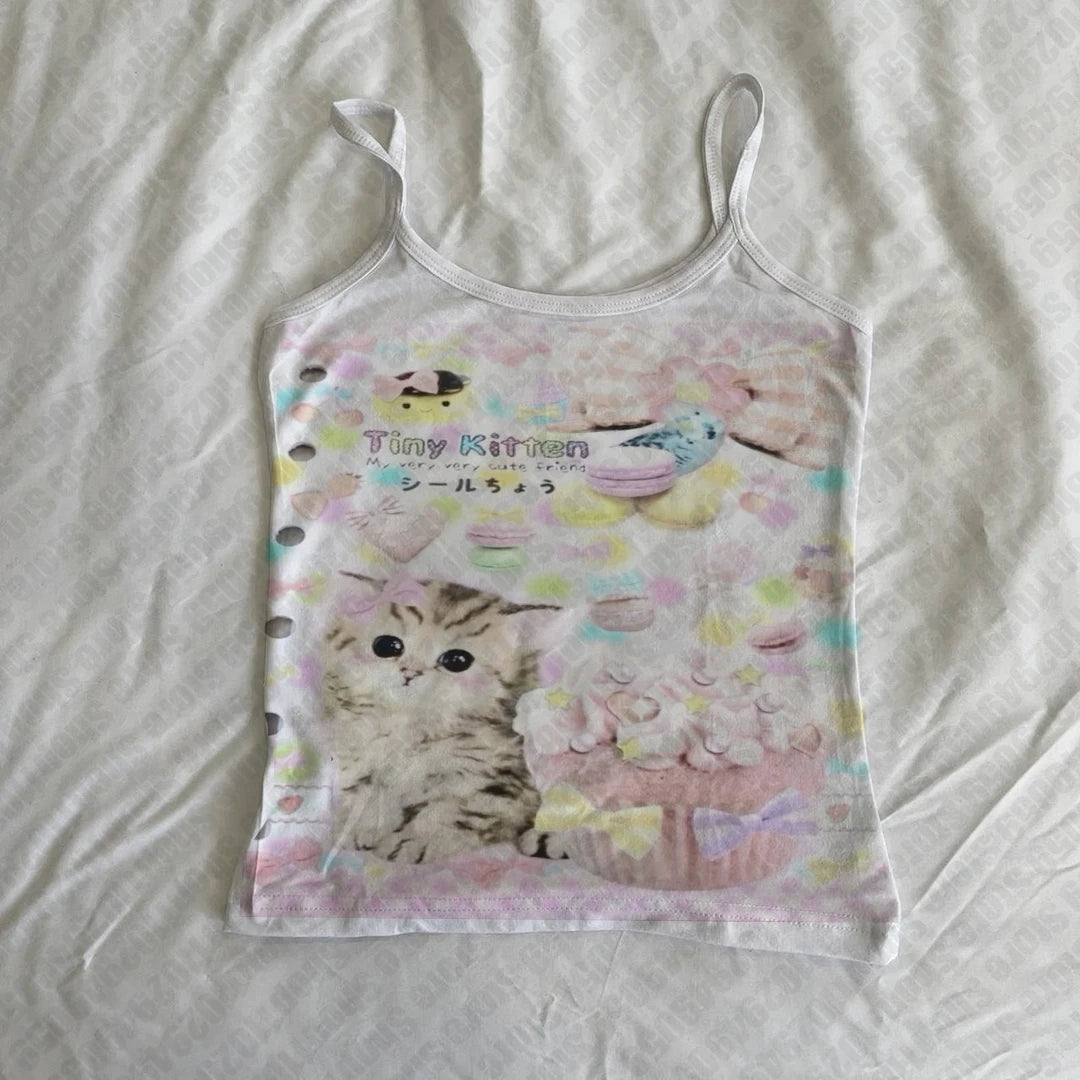 Y2k Women's Corset Aesthetic Graphics Print Clothes Vintage Punk Gothic Camisole Top Baby Tee Grunge Crop Top Emo Girls Tank Top