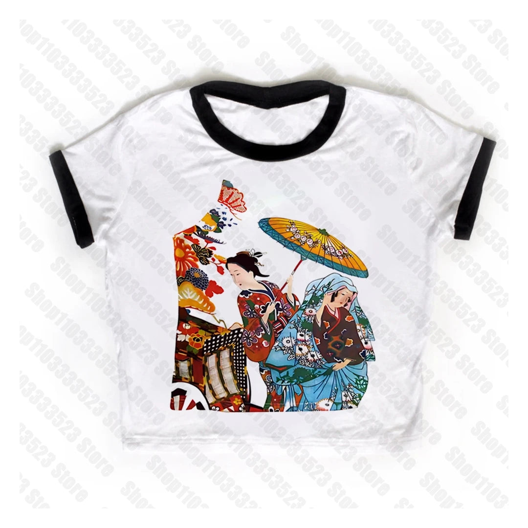 Harajuku Gothic Retro Y2K Style Crop Top Graphics Print Tank Vintage Aesthetic Grunge Short Sleeve Tanks Women Streetwear Vest