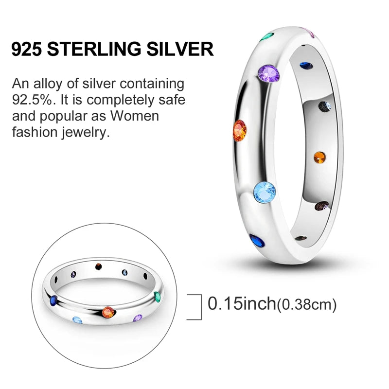 Women Silver Finger Rings for Women Original 925 Sterling Silver Cocktail Ring Geometric Cubic Zircon Heart Wedding Jewelry