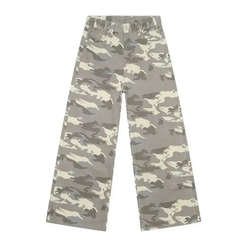 IEFB Vintage Camouflage Men's Jeans Fashion Washed Casual Wide Leg Denim Pants Autumn Winter Loose Male Trousers Old Blue 9C354
