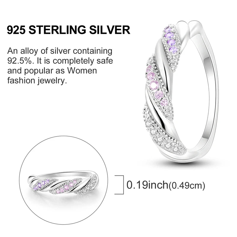 Women Silver Finger Rings for Women Original 925 Sterling Silver Cocktail Ring Geometric Cubic Zircon Heart Wedding Jewelry