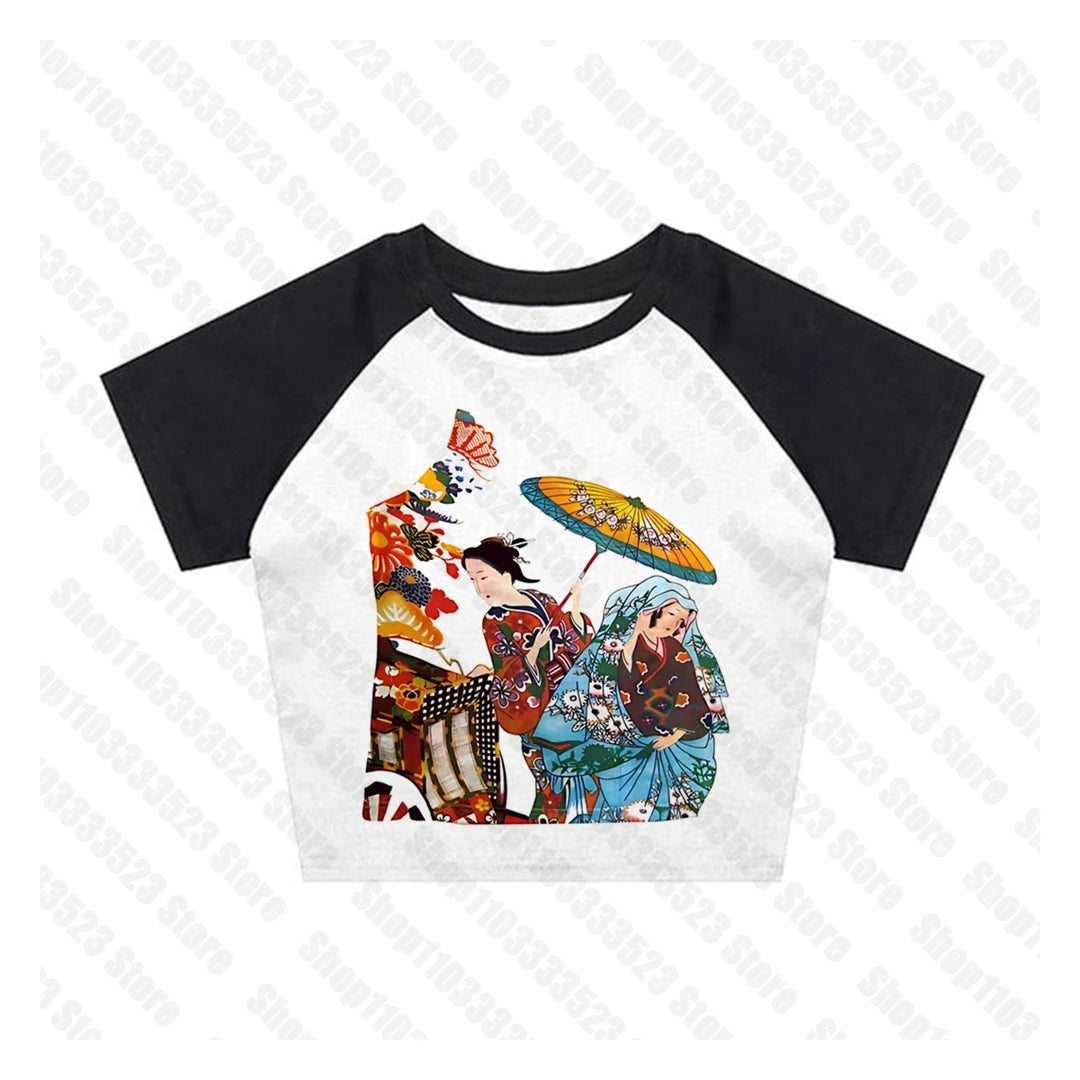 Harajuku Gothic Retro Y2K Style Crop Top Graphics Print Tank Vintage Aesthetic Grunge Short Sleeve Tanks Women Streetwear Vest