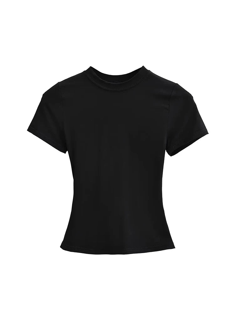 2025 New High Quality Casual T shirt Sexy Slim Short Sleeves Fashion Trend Solid Women Clothing y2k Tops