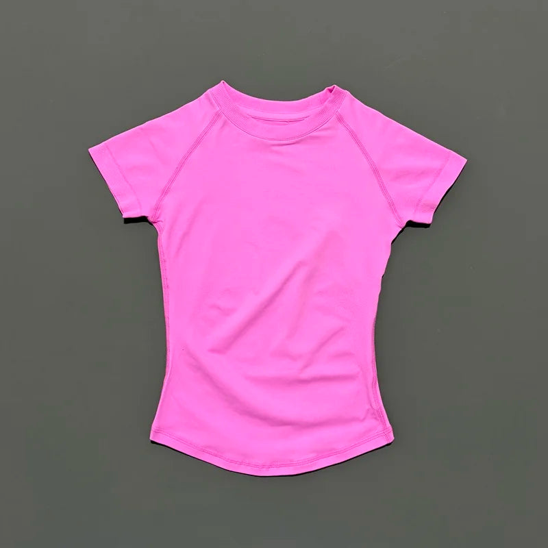 HISTELLO Impact Short Sleeve Top Women Gym Yoga Top Workout Clothes Sports T Shirt Fitness Activewear Running Tight Tops