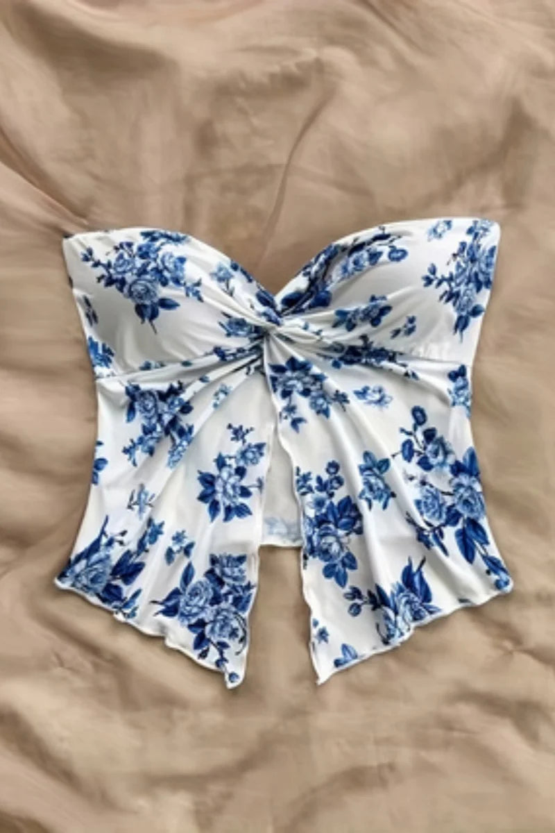 Ladies' fashionable off shoulder one neck strapless top