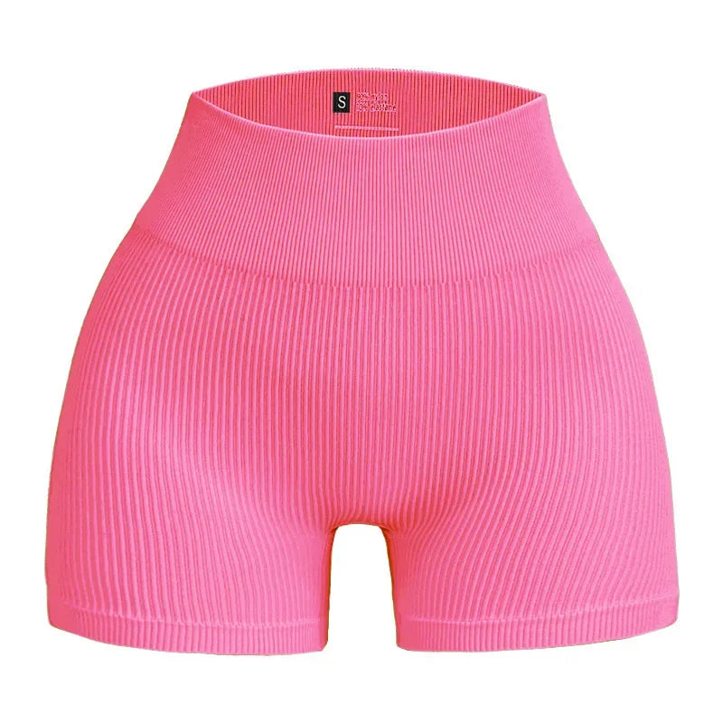 Women Thread Slim Shorts Seamless Elastic Shorts High Waist Hip Liftting Fitness Fashion Tights Gym Workout Cycling Yoga Shorts