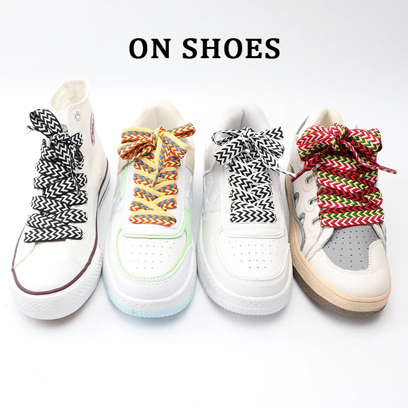 Flat Shoelaces for Sneakers Wavy Bread Shoe Laces Luxury Brand Shoelace Width 1.5cm/2cm/3cm Trend Shoe Lace Rope Shoes Strings