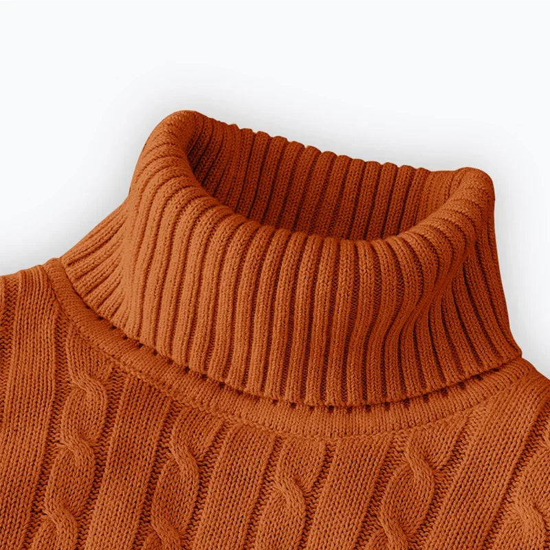 2025 New Men's High Neck Sweater Solid Color Pullover Knitted Warm Casual Turtleneck Sweatwear Woolen Mens Winter Outdoor Tops