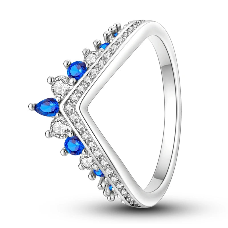 Women Silver Finger Rings for Women Original 925 Sterling Silver Cocktail Ring Geometric Cubic Zircon Heart Wedding Jewelry