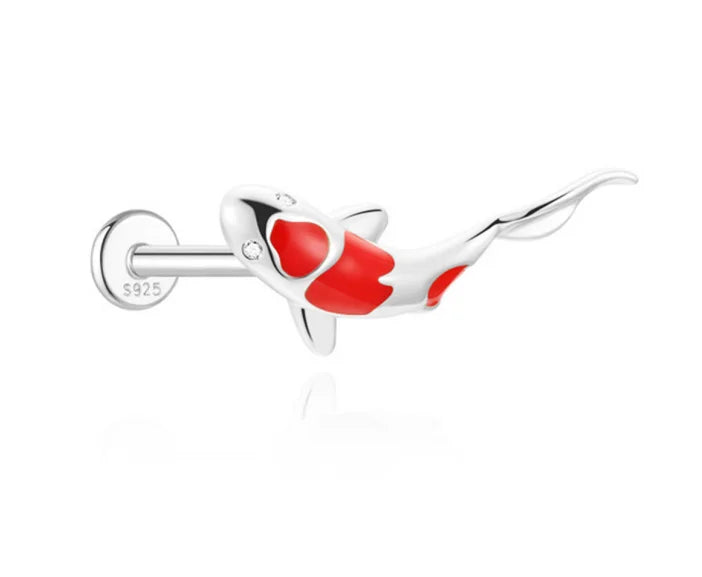 CANNER 1PC 925 Sterling Silver Crown Horse Eye Zircon Heart Flat Head Cartilage Piercing Stud Earring For Women Claasic Earring
