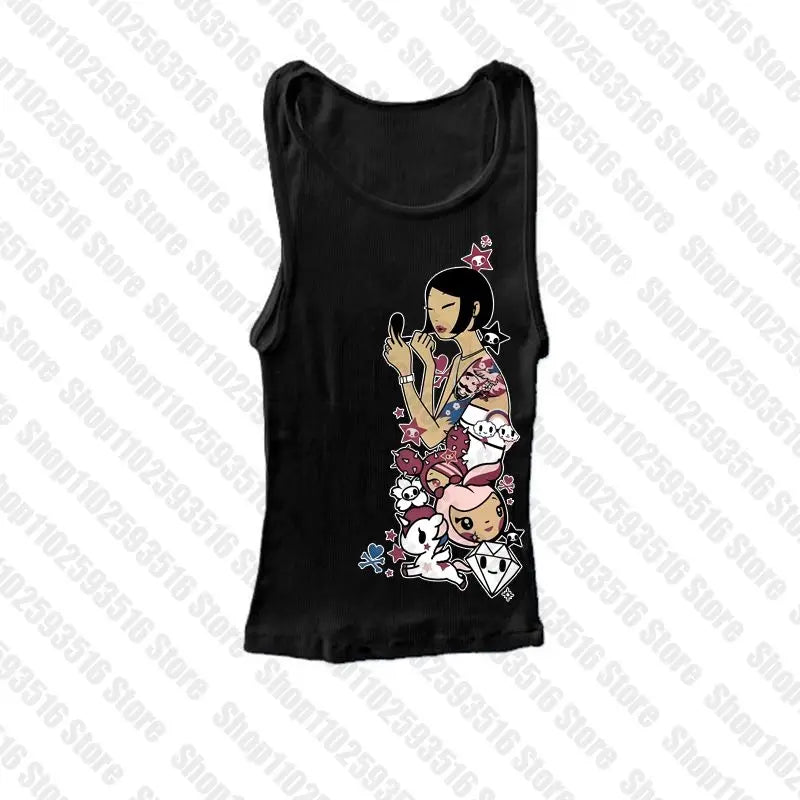 Graphic T Shirts Women's T-shirts 90s Clothes Vintage Crop Top Women Clothing Female Trashy Y2k 2000s Tops Harajuku Gothic Kpop