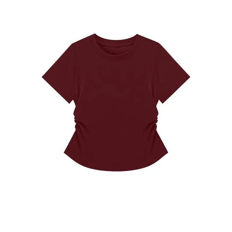 Women Summer Short Sleeved Top for Fashion Versatile Base Shirt Slim Fit Round Neck T-shirt Casual and Sexy Breathable and Cool