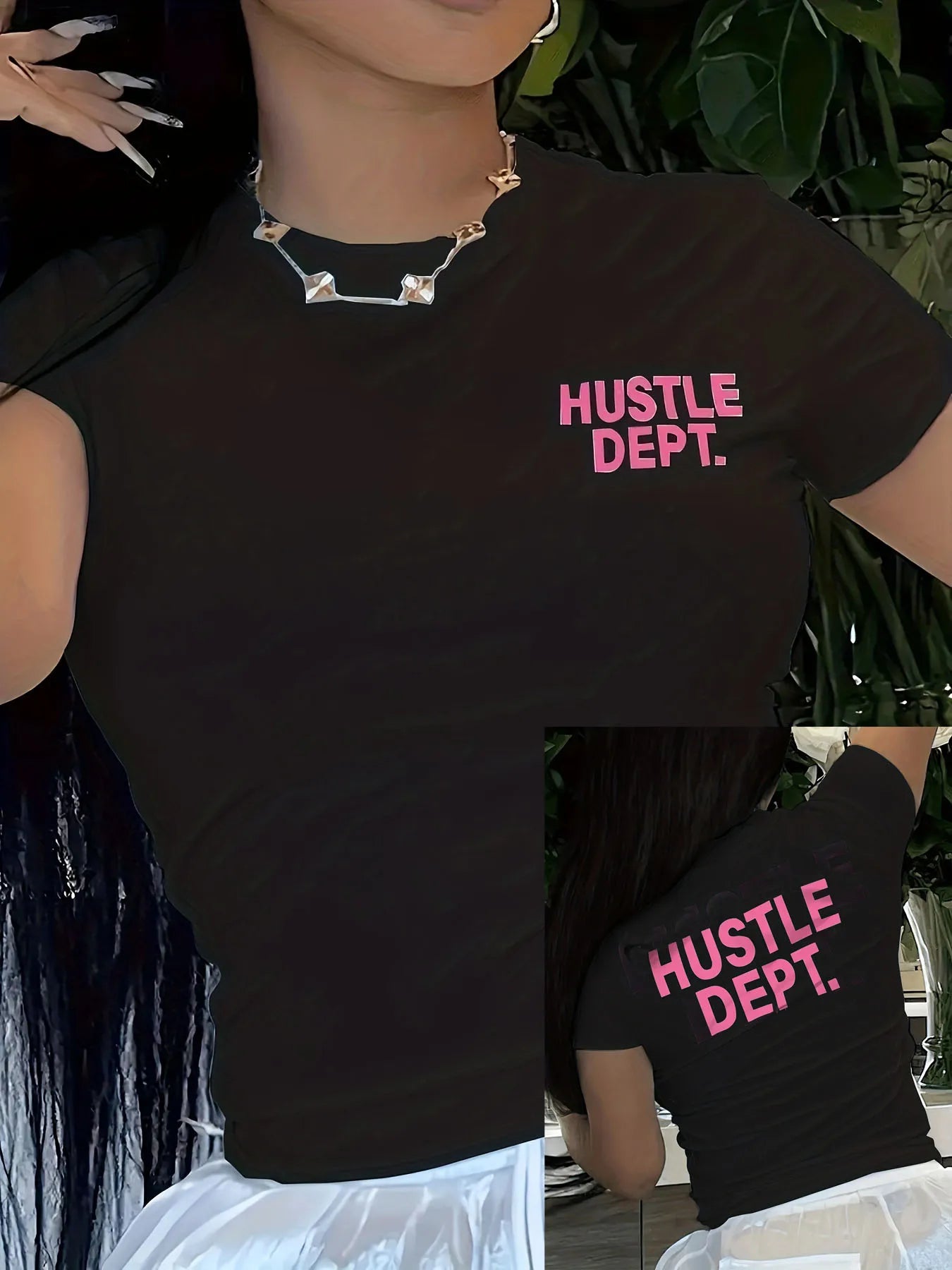 Hustle Dept Print T-Shirts Summer Women's Shirt Short Sleeve Neck Fashion Casual Sport Clothes Basic Tee Harajuku Style
