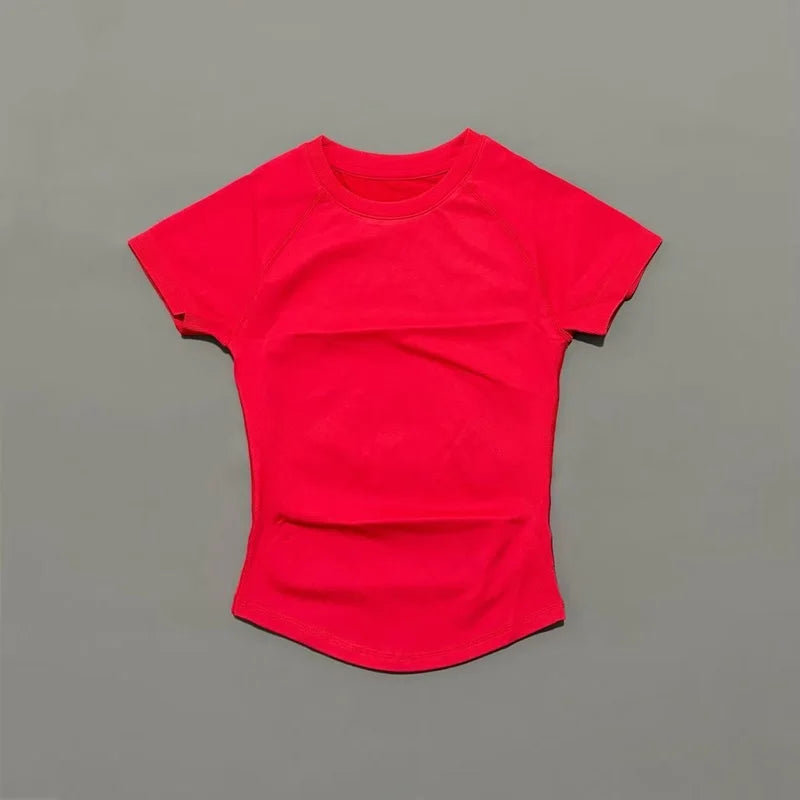 HISTELLO Impact Short Sleeve Top Women Gym Yoga Top Workout Clothes Sports T Shirt Fitness Activewear Running Tight Tops