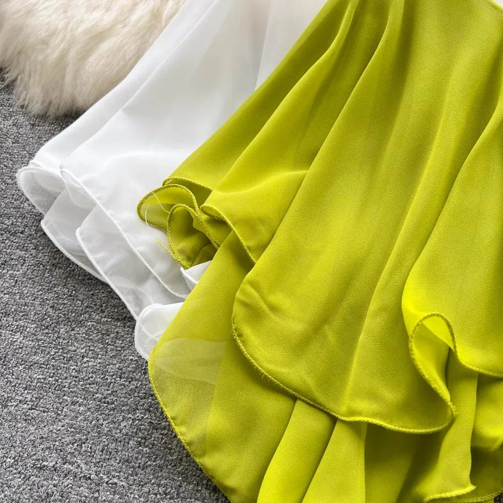 New Summer Spaghetti Straps Ruffle Sleeveless Tanks and Camis Korean Corset Crop Tops Solid Tank Camisoles Women Clothes Y2k