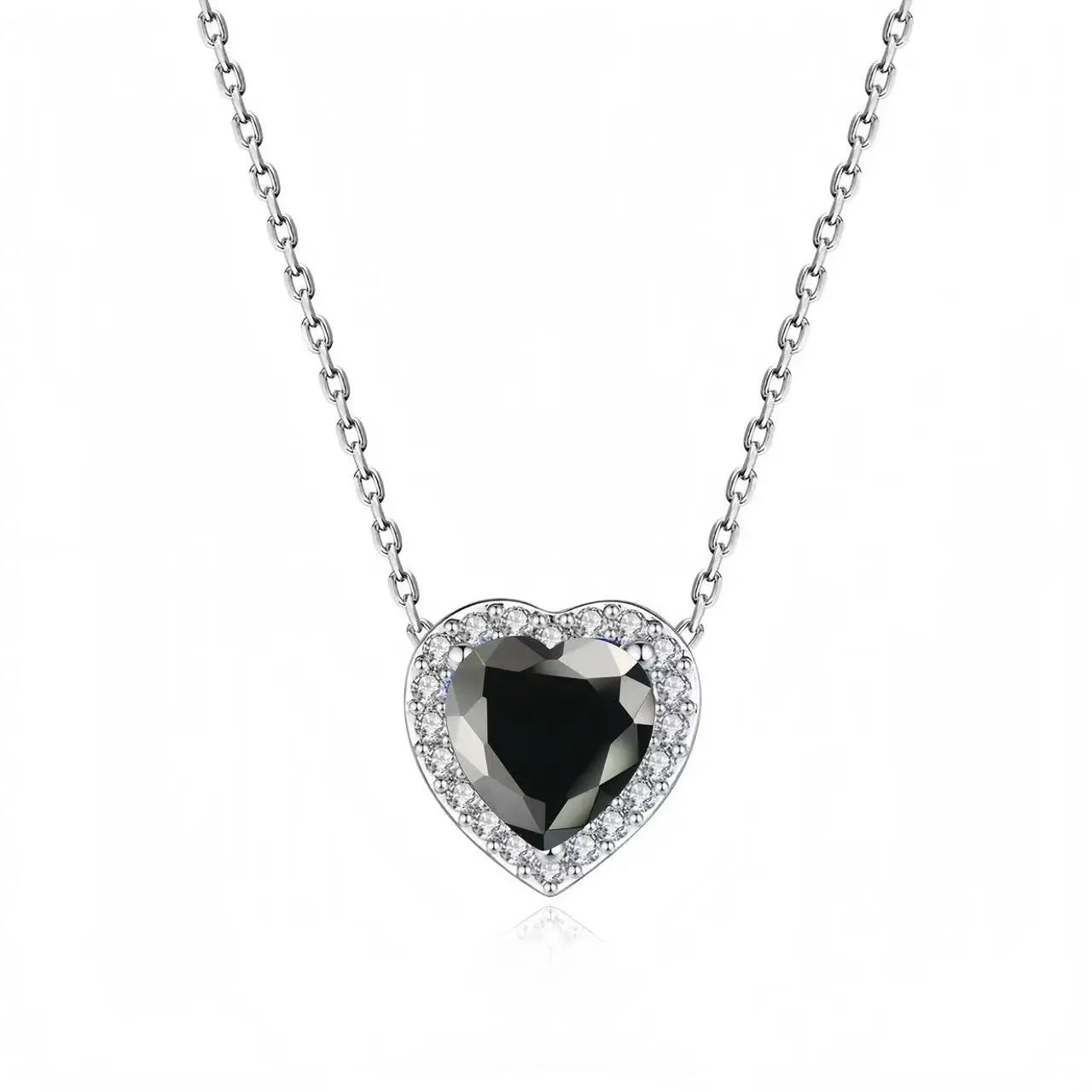 20245Heart-Shaped 925 Sterling Silver Elevated Red&Pink&Blue&White Heart Necklace Lover's Holiday Gift Jewelry