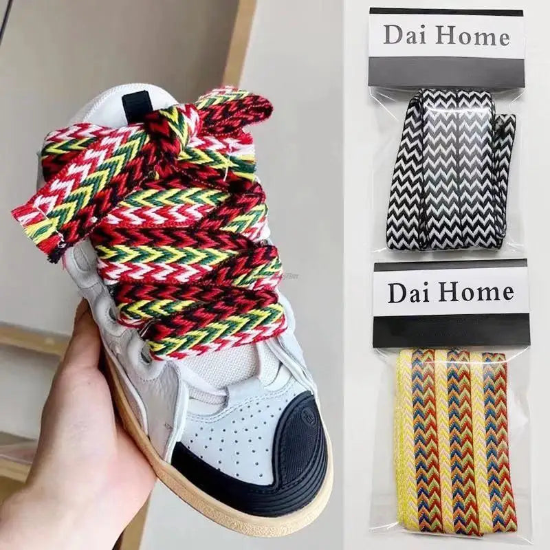 Flat Shoelaces for Sneakers Wavy Bread Shoe Laces Luxury Brand Shoelace Width 1.5cm/2cm/3cm Trend Shoe Lace Rope Shoes Strings