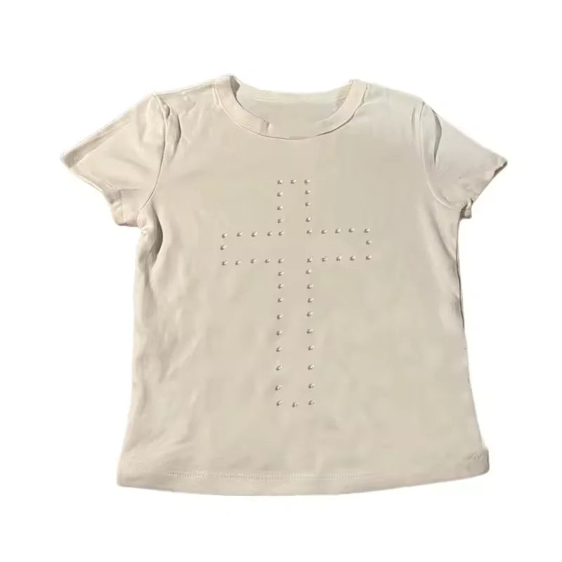 Woman Clothes Vintage Women's 2000s Y2k Tops Corset Emo Summer Aesthetic Women's Blouses Harajuku With RhinestoneCrop Top