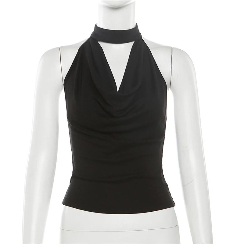 Solid Color Simple Casual All-match Cool Confident Sexy Beautiful High Street Summer Travel Women's Thin Halter Vest