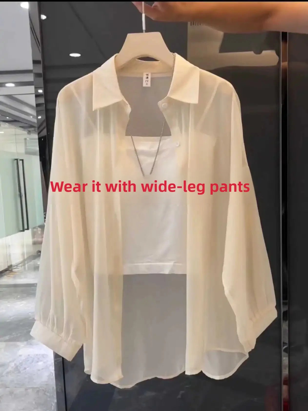 Women's Summer Lightweight Ice Sensation Pearl Shiny Sun Protection Shirt Outerwear Slender Commute Open Cardigan Top