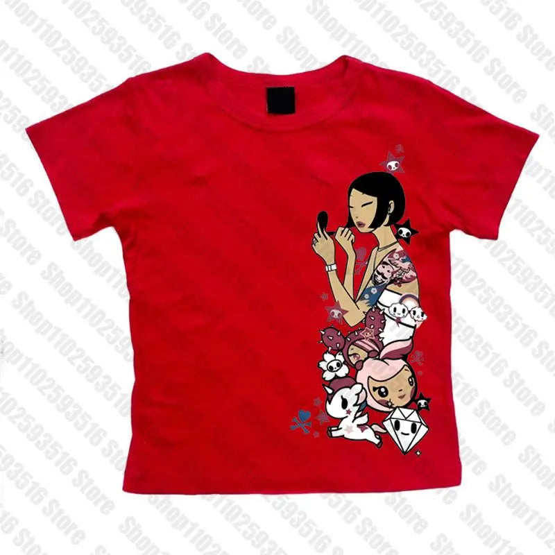 Graphic T Shirts Women's T-shirts 90s Clothes Vintage Crop Top Women Clothing Female Trashy Y2k 2000s Tops Harajuku Gothic Kpop