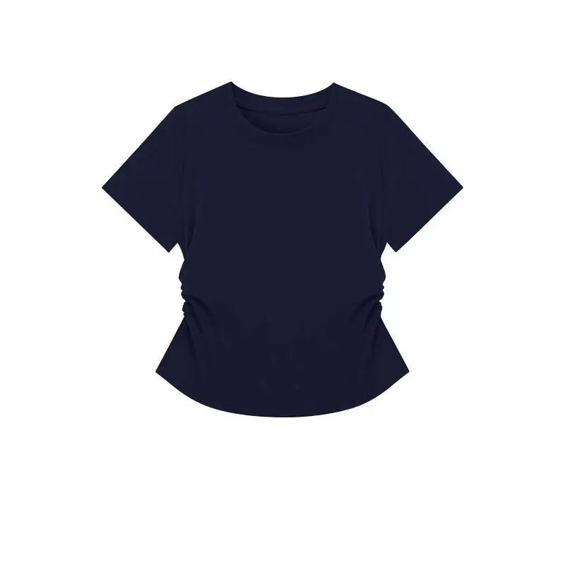 Women Summer Short Sleeved Top for Fashion Versatile Base Shirt Slim Fit Round Neck T-shirt Casual and Sexy Breathable and Cool