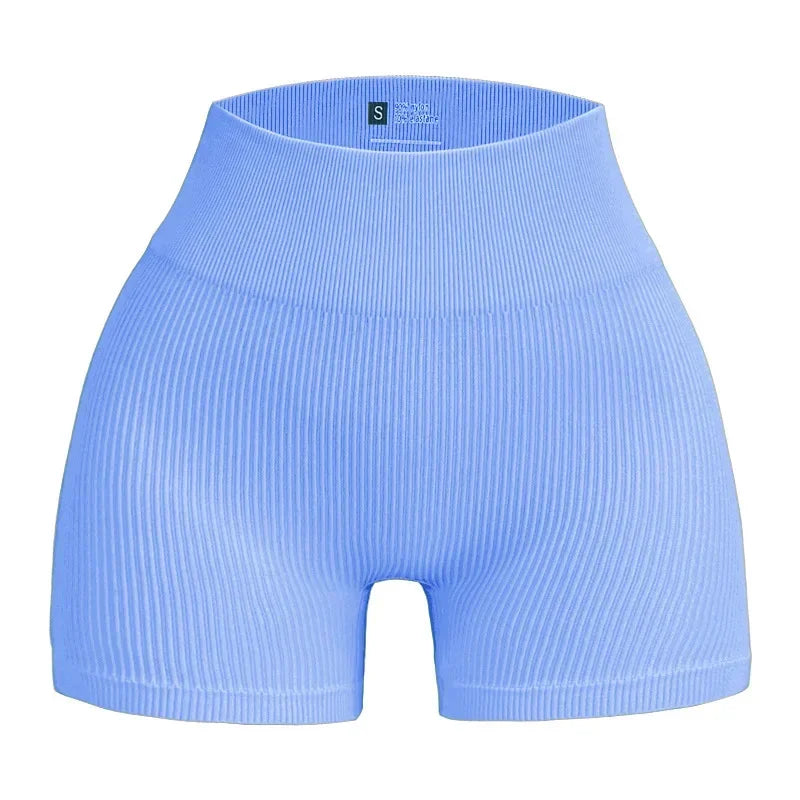 Women Thread Slim Shorts Seamless Elastic Shorts High Waist Hip Liftting Fitness Fashion Tights Gym Workout Cycling Yoga Shorts
