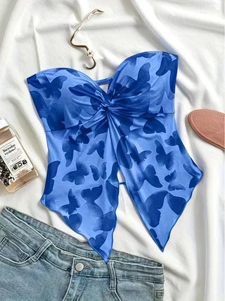 Ladies' fashionable off shoulder one neck strapless top