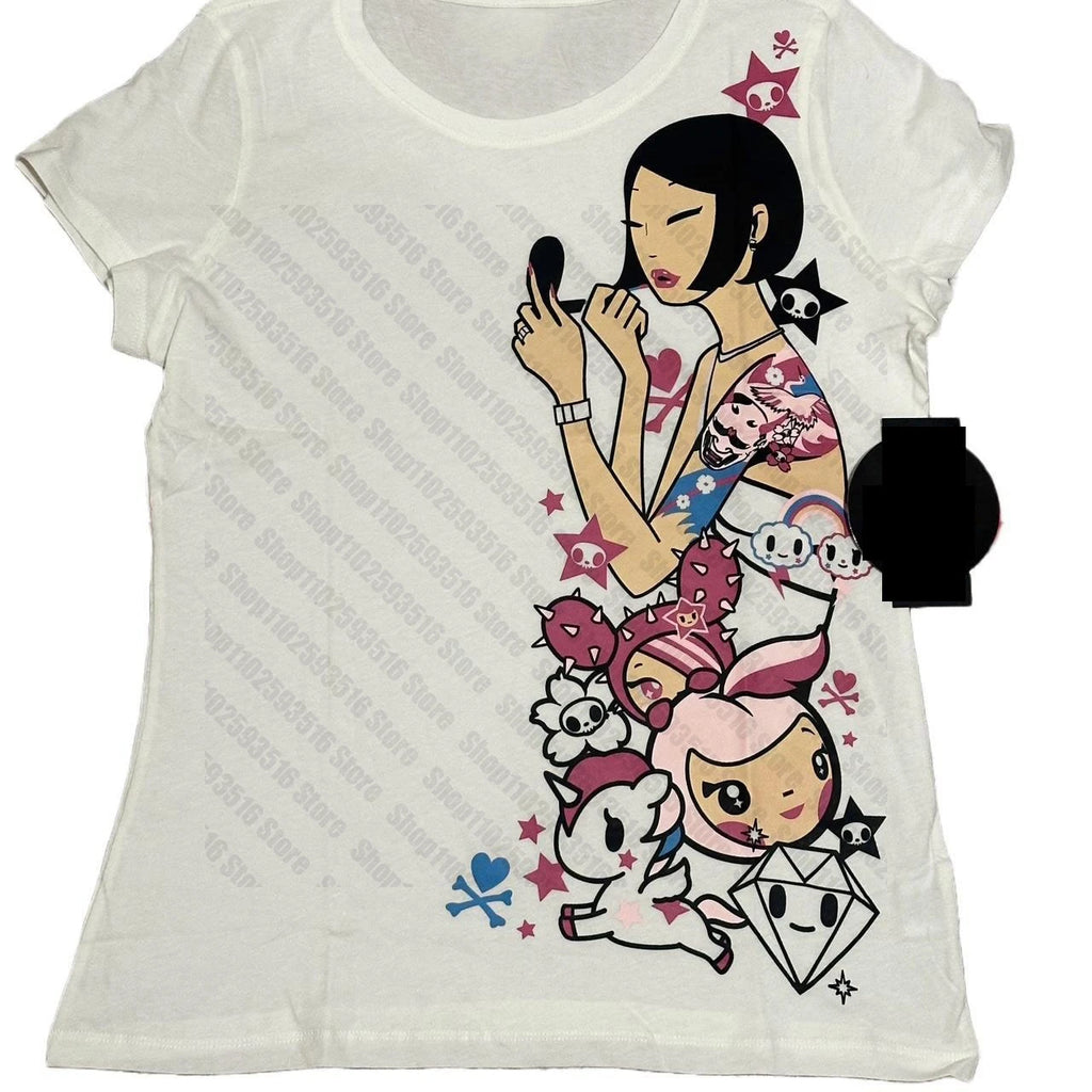 Graphic T Shirts Women's T-shirts 90s Clothes Vintage Crop Top Women Clothing Female Trashy Y2k 2000s Tops Harajuku Gothic Kpop