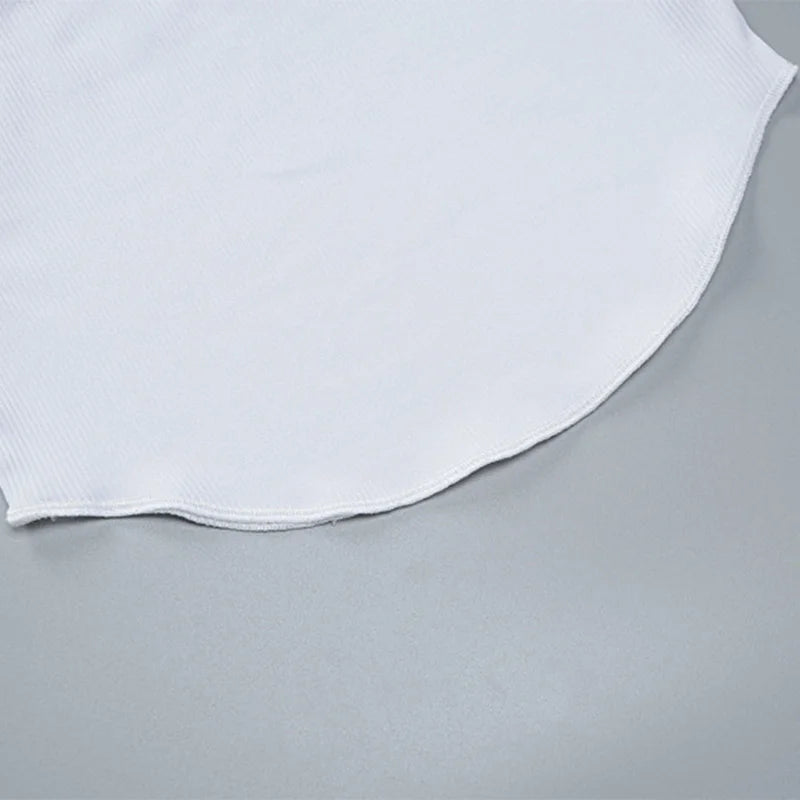 Ribbed Square Neck White Sexy Slim Y2K Crop Tank Top Summer Women Goth Clothes Streetwear Vacation Casual Wholesale