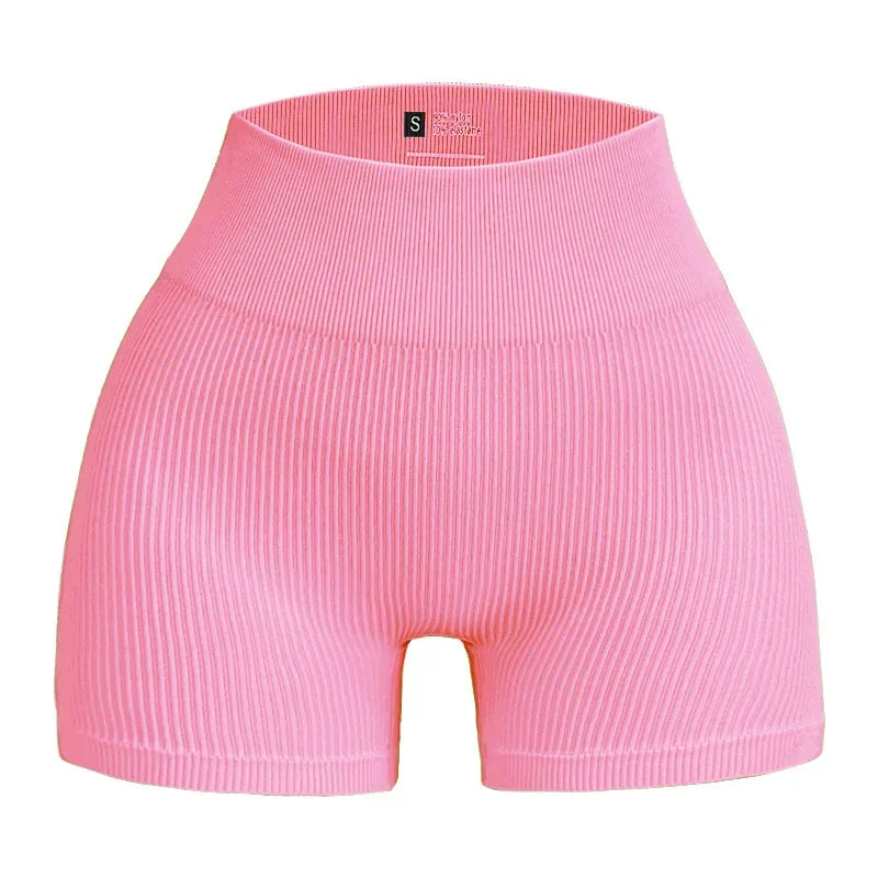 Women Thread Slim Shorts Seamless Elastic Shorts High Waist Hip Liftting Fitness Fashion Tights Gym Workout Cycling Yoga Shorts