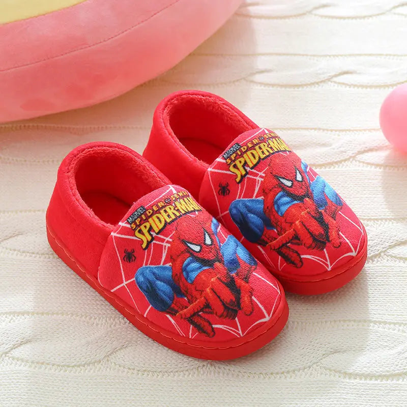 Marvel Boys Girls Cartoon Spider Man Kids Cotton Slippers Toddler Winter Warm Princess Women Men Indoor Bedroom Home Shoes
