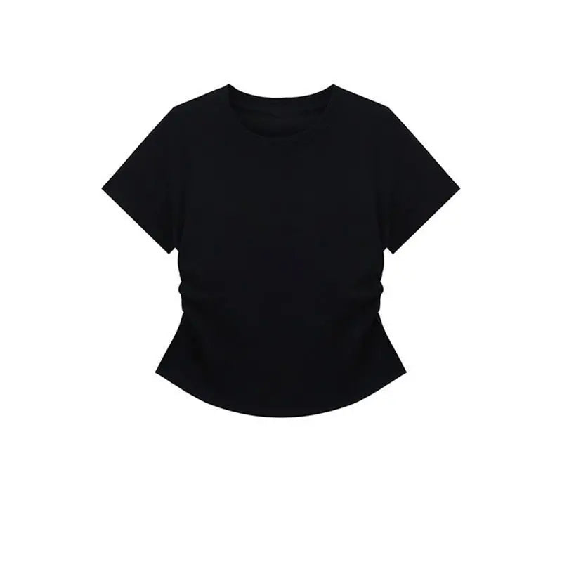 Women Summer Short Sleeved Top for Fashion Versatile Base Shirt Slim Fit Round Neck T-shirt Casual and Sexy Breathable and Cool