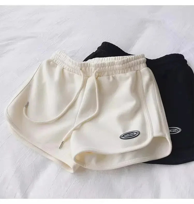 Women Casual Drawstring Sports Shorts Summer Thin High Waist Yoga A-line Shorts Loose Women Running Straight Trousers