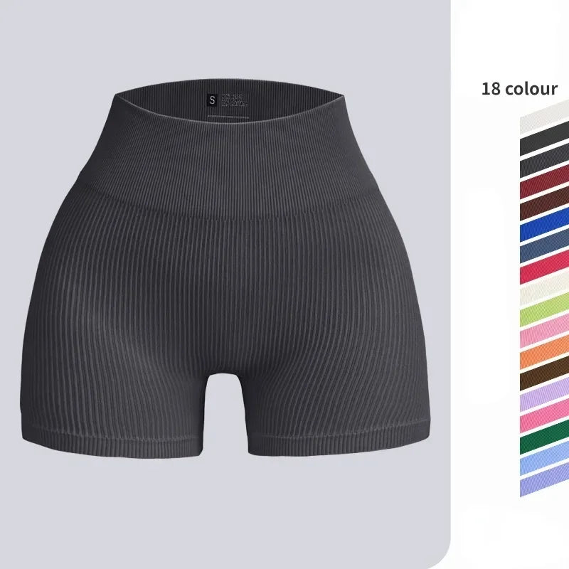 Women Thread Slim Shorts Seamless Elastic Shorts High Waist Hip Liftting Fitness Fashion Tights Gym Workout Cycling Yoga Shorts