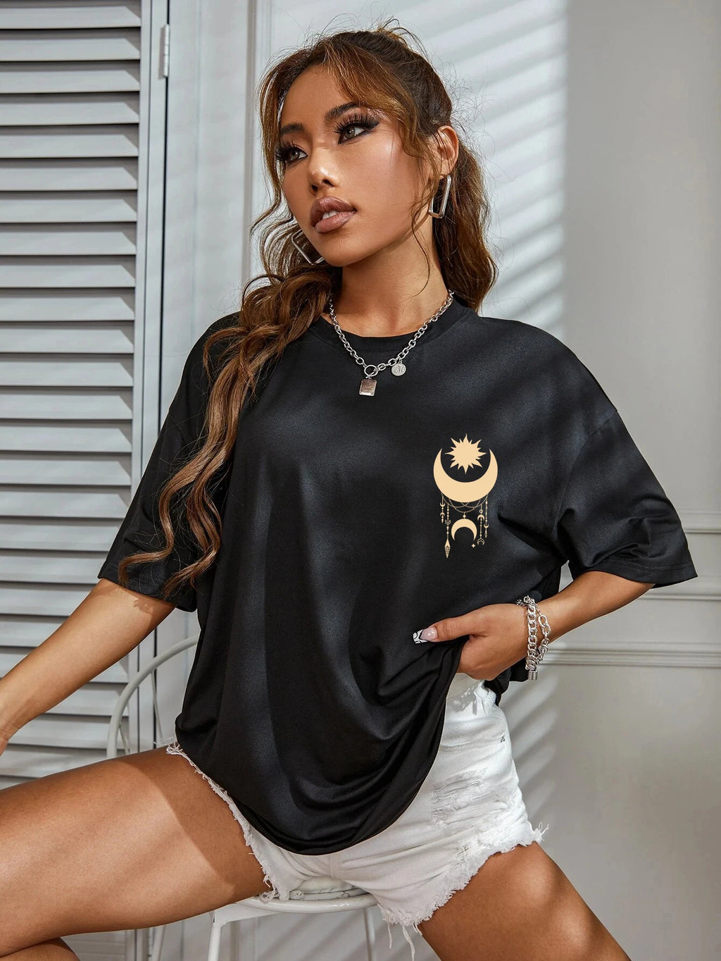New Fashionable Casual T-shirt Clothing Simple Round Neck Short Sleeve Women's Top Loose Printed T-shirt