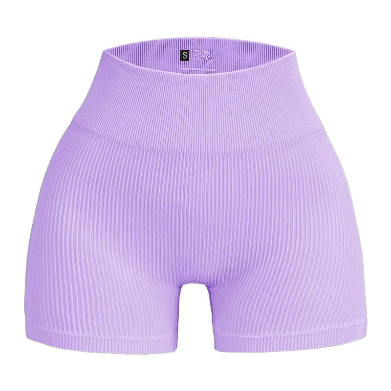 Women Thread Slim Shorts Seamless Elastic Shorts High Waist Hip Liftting Fitness Fashion Tights Gym Workout Cycling Yoga Shorts