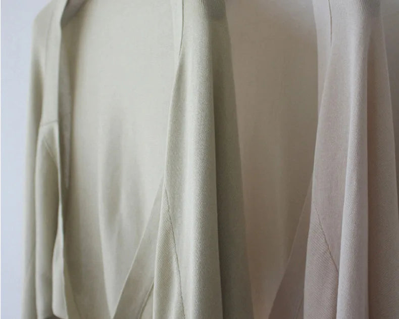 Autumn New Ice Silk Sun Protection Knitted Cardigan Strap Outer Shawl Batwing Sleeve Cover up Top Women's Fashion Trend