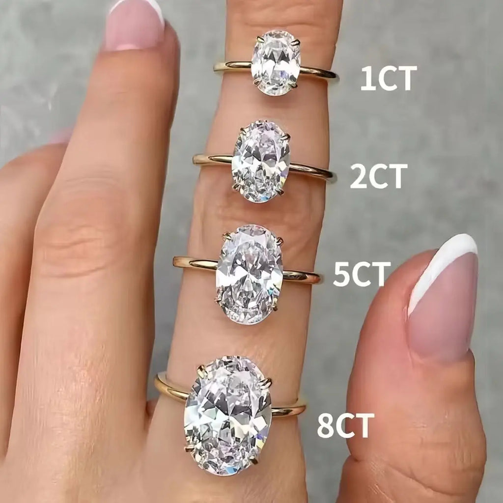 925 Sterling Silver 1-8Ct Zircon Gorgeous Shiny Oval Stone Ring for Women Engagement Wedding Luxury High Quality Fine Jewelry