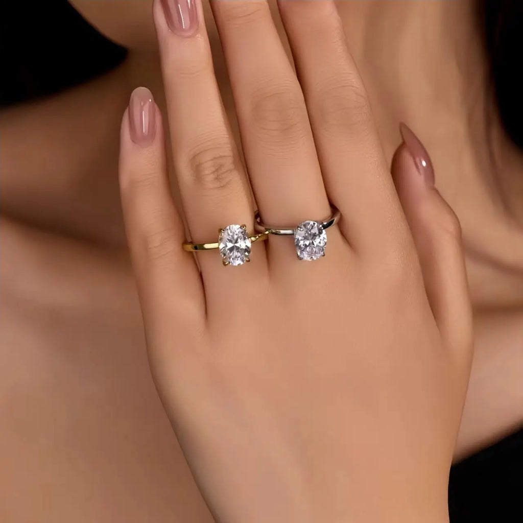 925 Sterling Silver 1-8Ct Zircon Gorgeous Shiny Oval Stone Ring for Women Engagement Wedding Luxury High Quality Fine Jewelry