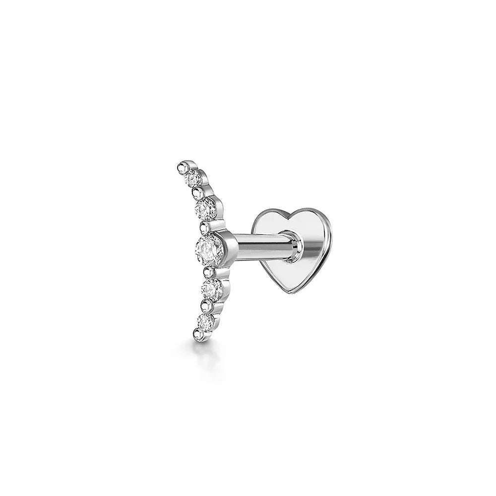 CANNER 1PC 925 Sterling Silver Crown Horse Eye Zircon Heart Flat Head Cartilage Piercing Stud Earring For Women Claasic Earring