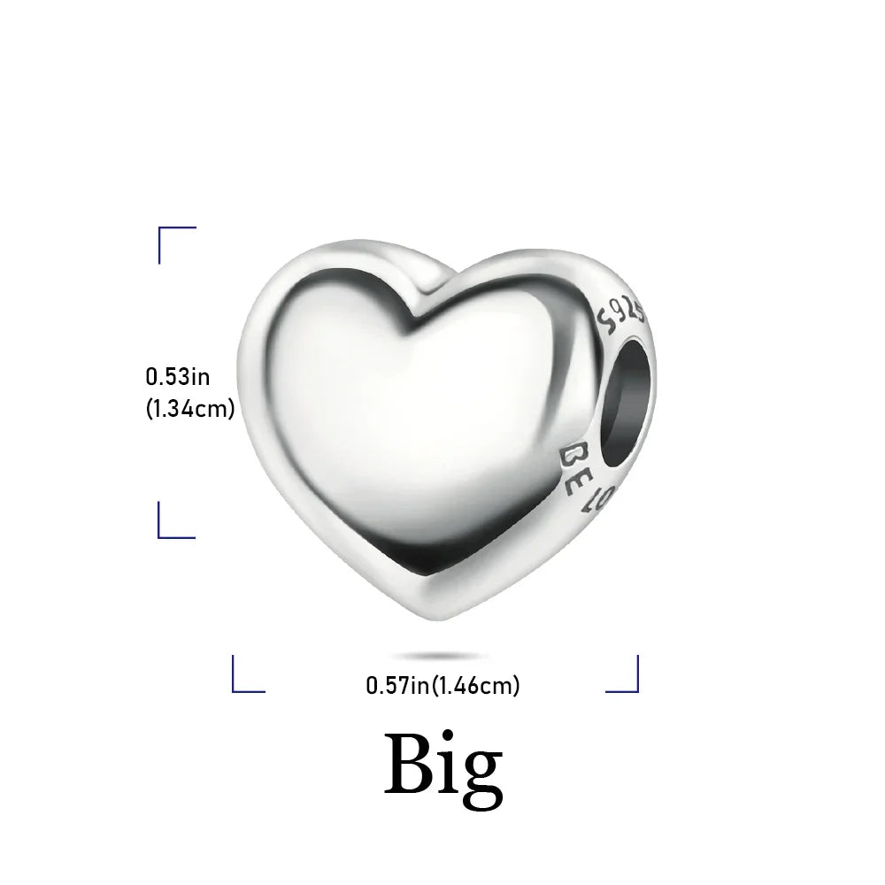 925 Sterling Silver Heart Shaped Key Lock Couple Charms Enamel Insect Pendent Horseshoe Floral Beads Fit Bracelet Custom Gift