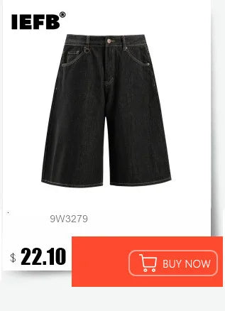 IEFB Summer Denim Shorts Men's Loose Korean Style Retro Short Jeans Fashion Washed Casual Knee Length Pant New Streetwear 9A8588