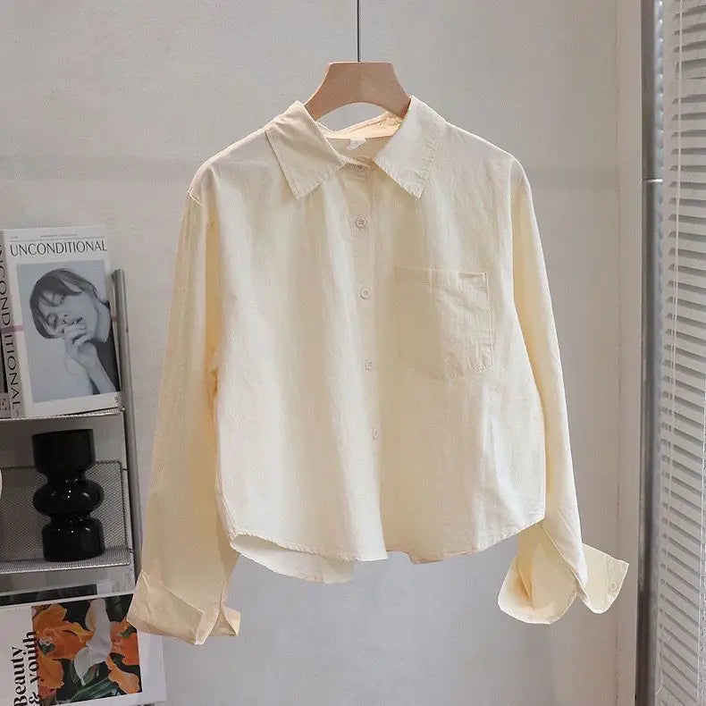 Spring Short Sleeve Women's Shirt Long Sleeve Inner Wear Outer Wear Student Style Soft Silk Fabric 3D Effect Polo Collar Tren...