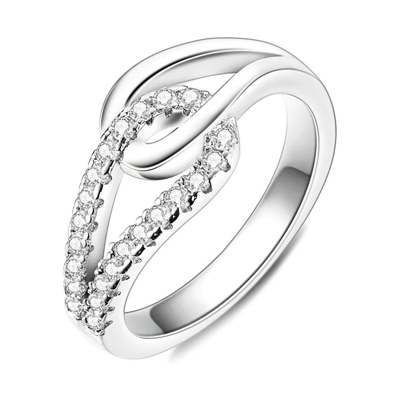 Women Silver Finger Rings for Women Original 925 Sterling Silver Cocktail Ring Geometric Cubic Zircon Heart Wedding Jewelry
